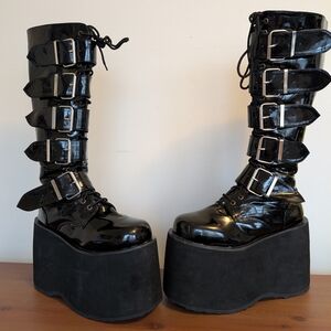 Demonia Black Patent Platform Boots